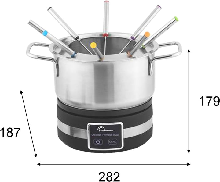 LITTLE BALANCE 8965 Digitales Fondue 8, Fondue-Gerät für 8 Personen, 3 Programme, Edelstahl-Topf, in