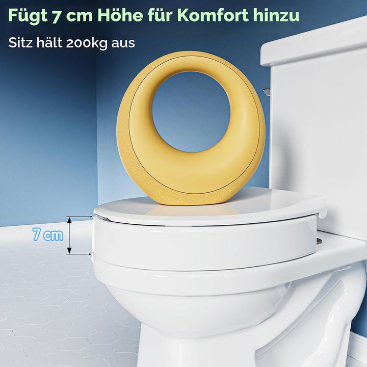SAMODRA Toilettensitzerhöhung mit Absenkautomatik, oval, Schnellverschluss für einfaches Anbringen u