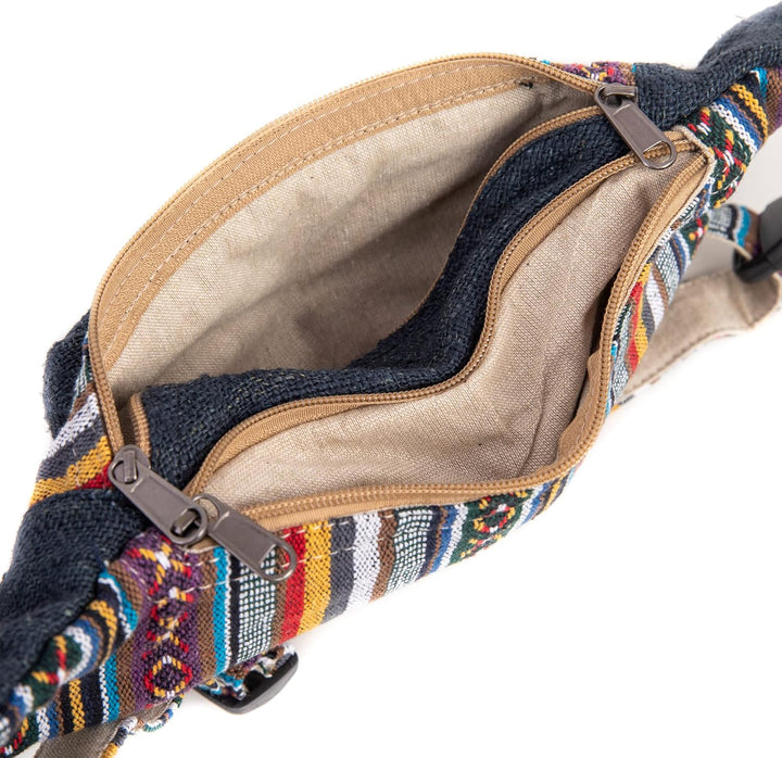 Freakmandu Unisex Hanf Gürteltasche – Fanny Packs, Hüftgürteltasche zum Umhängen, Boho Hippie Stil,