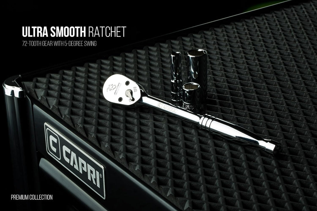 Capri Tools Knarre mit 1/2-Zoll-Antrieb, 72 Zähne, 5-Grad-Schwingbogen 1/2" Drive, 1/2" Drive