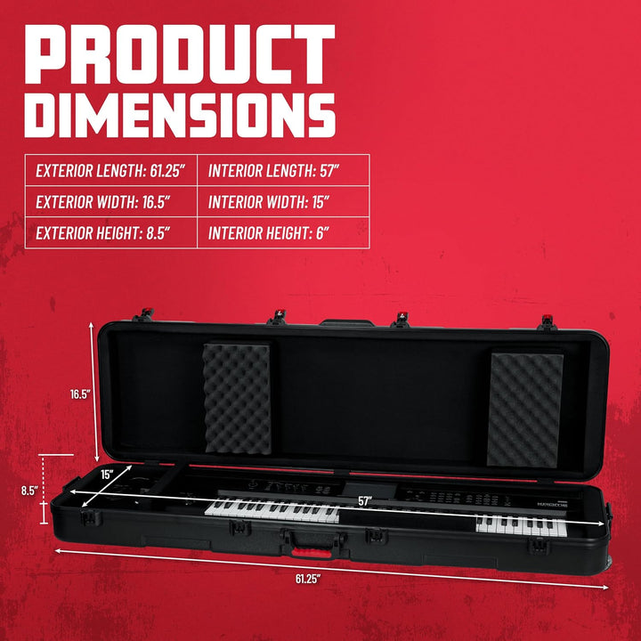 Gator Cases Hartschalen Flight Case für schlanke, extra lange 88-Tasten-Keyboards mit TSA-zugelassen