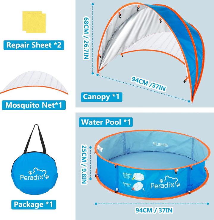 Peradix 4 in 1 Pop Up Baby Planschbecken,Babypool mit UV Schutz Bällepool, Baby Zelt Strandzelt mit
