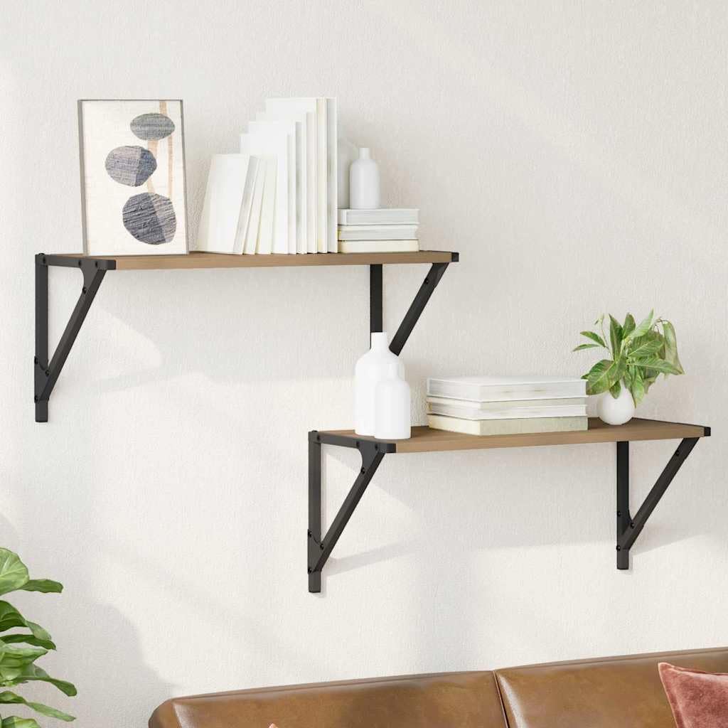 vidaXL Wandregale 2 pcs Artisan-Eiche 60 x 25 x 25,5 cm Holzwerkstoff, Moderne, robuste Wandregale,