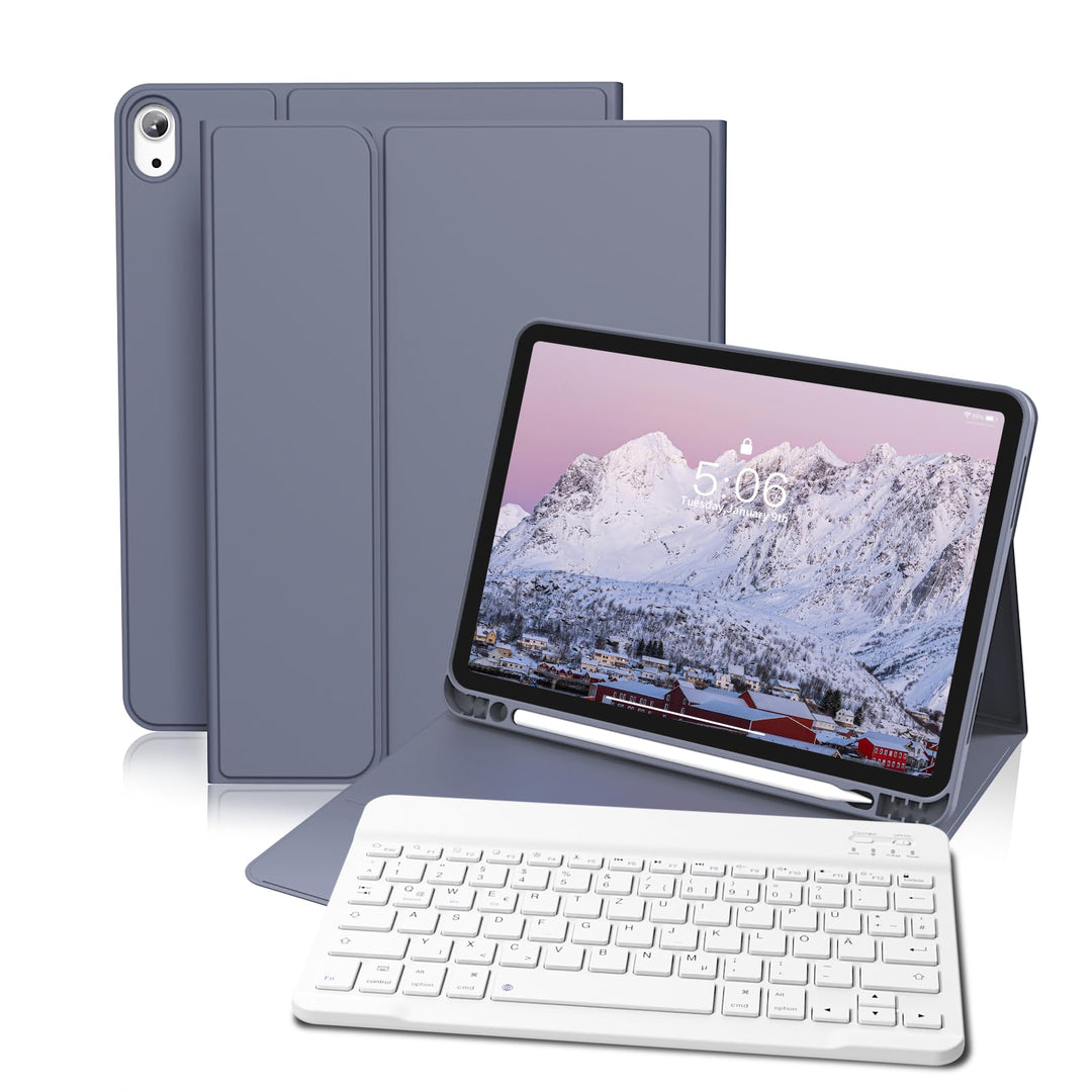 Hülle mit Tastatur für iPad (A16) 10/11 Generation, 10.9/11 Zoll, (2022/2025), Soft TPU Rückseite Ge