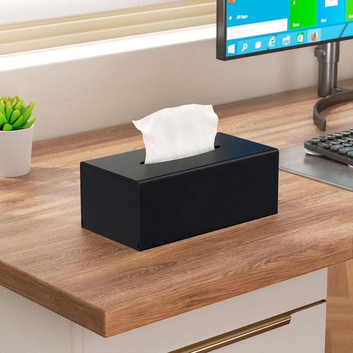 AITEE Acryl Kosmetiktücherbox: 25×13×9 cm Mattschwarz Tücherbox mit Magnetabdeckung für Esszimmer Ba