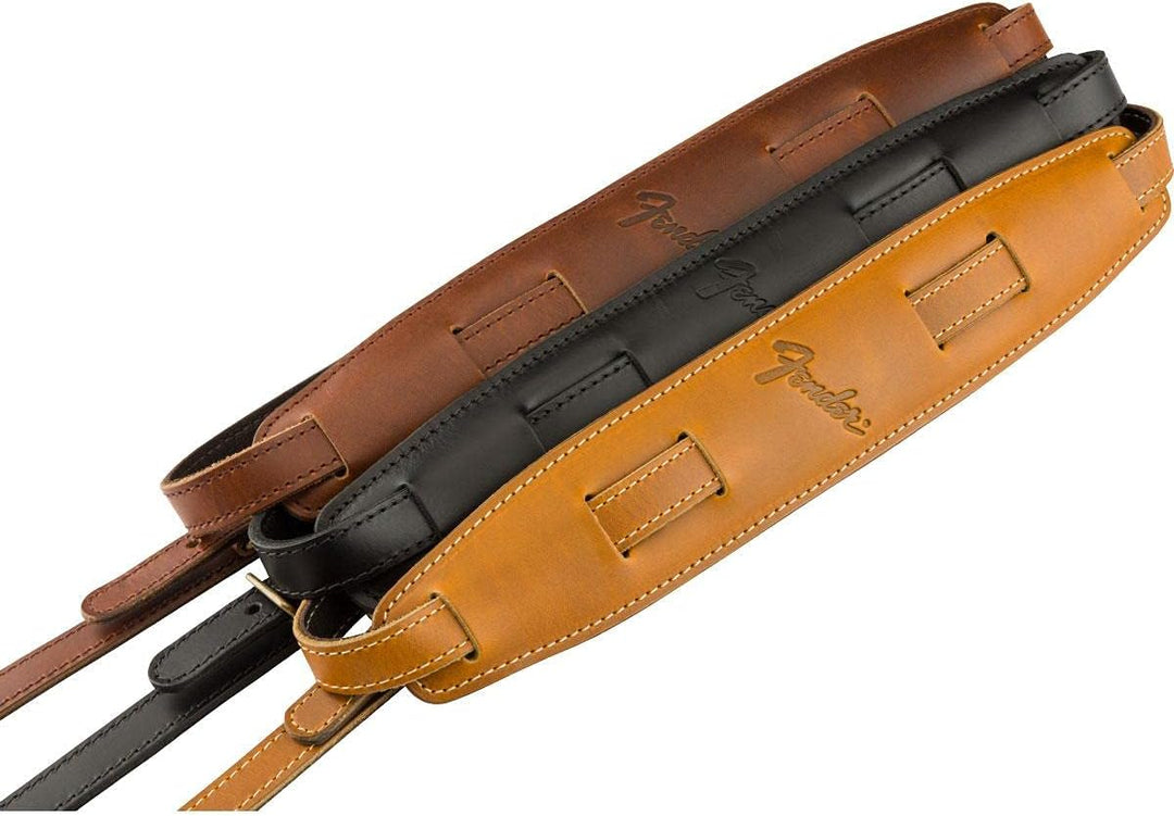 Fender® » MUSTANG® VINTAGE SADDLE STRAP« Gitarrengurt aus Leder - Farbe: Butterscotch Butterscotch 4