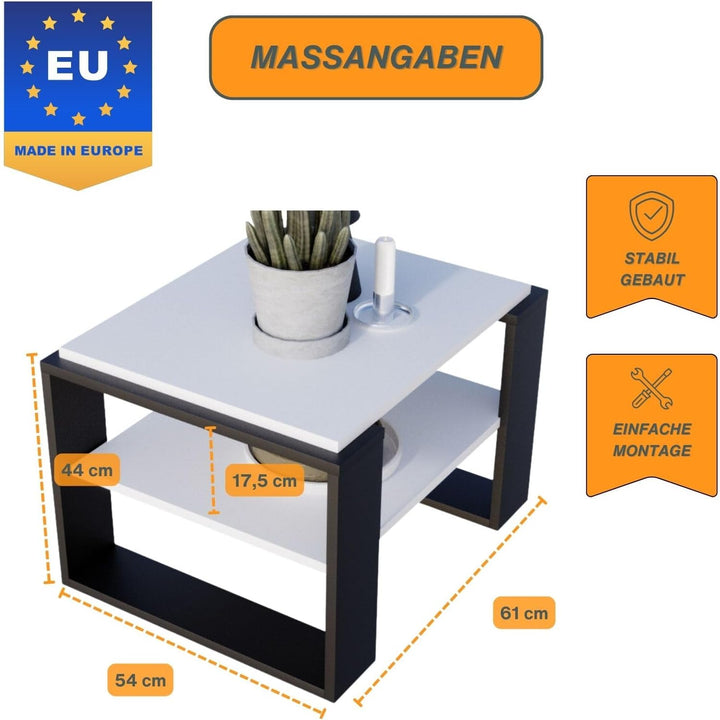 Wohnzimmer Tisch für Couch aus hochwertigem Holzwerkstoff, Stabiler & moderner Couchtisch mit zusätz