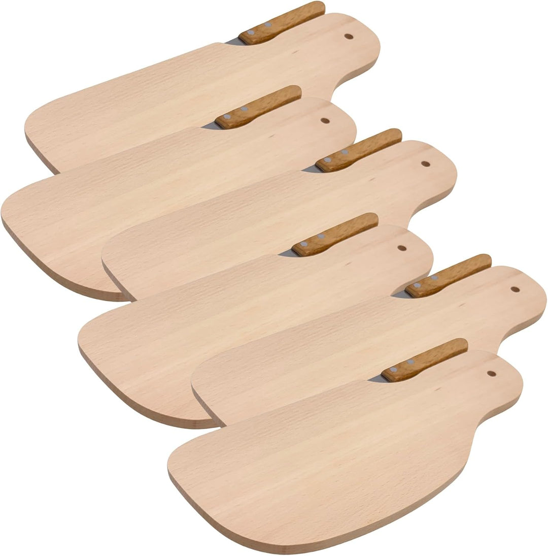 4X HOFMEISTER® Frühstücksbrett mit Brotmesser Buchenholz 28 x 11 x 1 cm