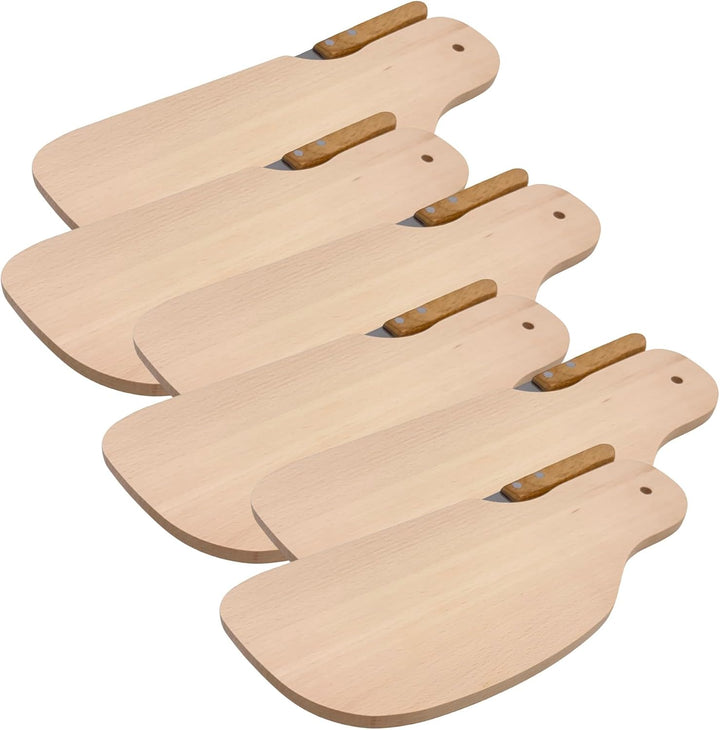 4X HOFMEISTER® Frühstücksbrett mit Brotmesser Buchenholz 28 x 11 x 1 cm