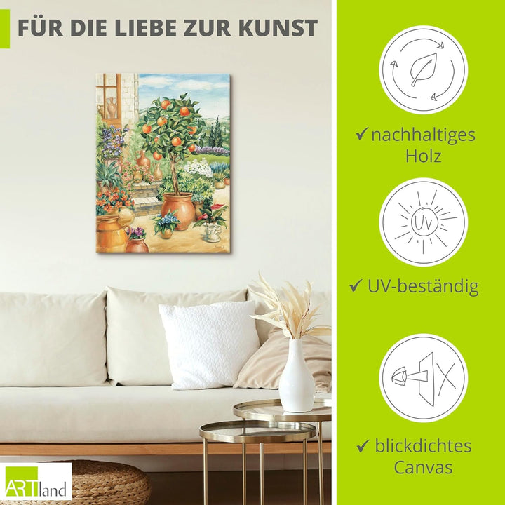 Artland Leinwandbild Wandbild Bild auf Leinwand 60 x 80 cm Landschaften Garten Malerei Grün A6YA Ora