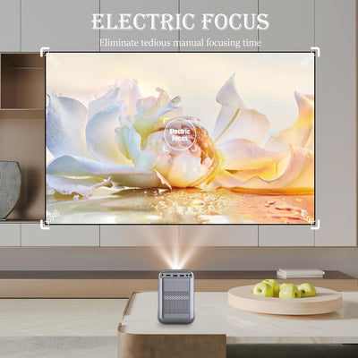 Videoprojektor Support 1080p [Electic Focus] Mini Portable Smart TV Projektor WiFi Bluetooth Built-i