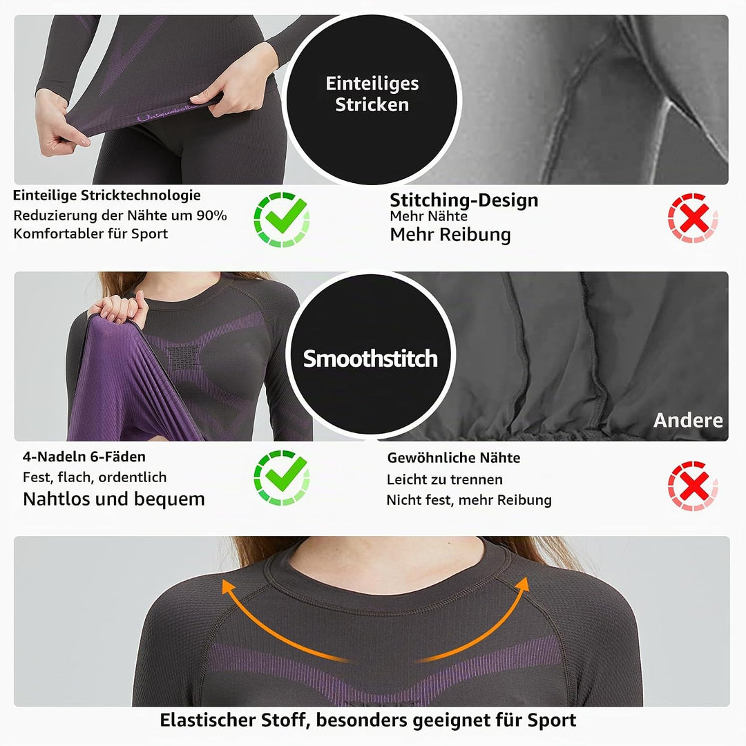 UNIQUEBELLA Thermo Unterwäsche Damen, Skiunterwäsche Atmungsaktiv Funktionsunterwäsche, Antibakterie