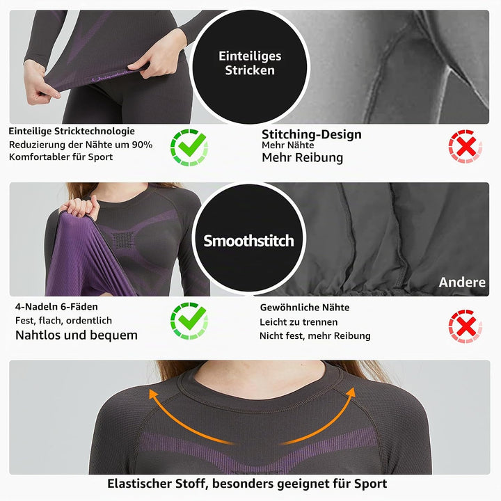 UNIQUEBELLA Thermo Unterwäsche Damen, Skiunterwäsche Atmungsaktiv Funktionsunterwäsche, Antibakterie