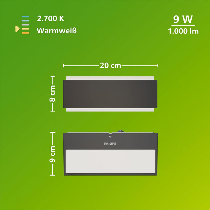 Philips myGarden Stratosphere LED Wandaussenleuchte, 9W, Anthrazit,