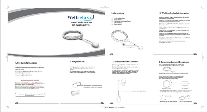 WELLRELAXX Smart Hula Hoop leise mit Bauchweggürtel - Schützt Haut+Kleidung - Smart Hoola Hoop Reife