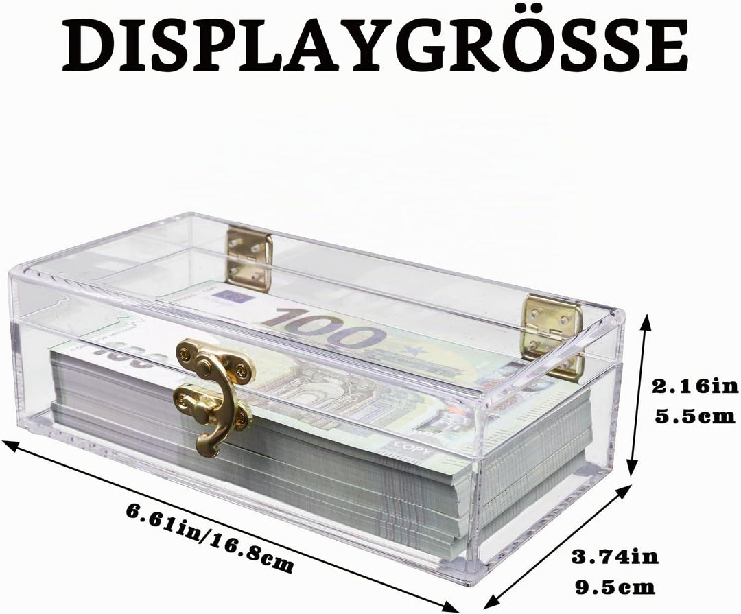 Transparente Acryl Geldkassette - Abschliessbare Spardose für Bargeld, Geldhalter, Organizer, Einrei