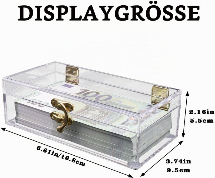 Transparente Acryl Geldkassette - Abschliessbare Spardose für Bargeld, Geldhalter, Organizer, Einrei
