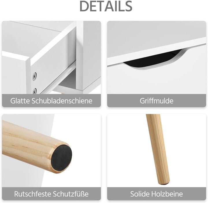 Yaheetech 2er Set Nachttische Nachtkommode mit Schublade und Holzbeinen Boxspringbett Nachtschrank M