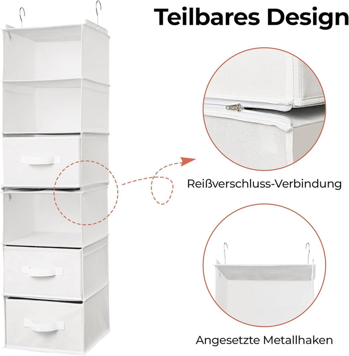 GRANNY SAYS Hängeorganizer Schrank, 1 Stück Hängeregal Stoff mit Schubladen, Weiss Hängeaufbewahrung