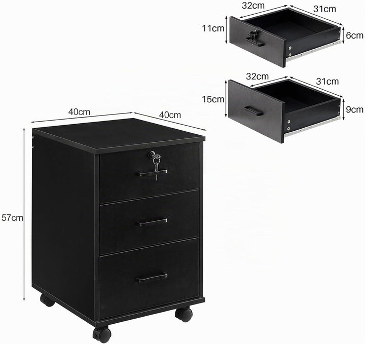Rollcontainer Abschliessbar，Rollcontainer mit Schubladen，Aktenschrank, Büro-Aktenschränke mit Rollen