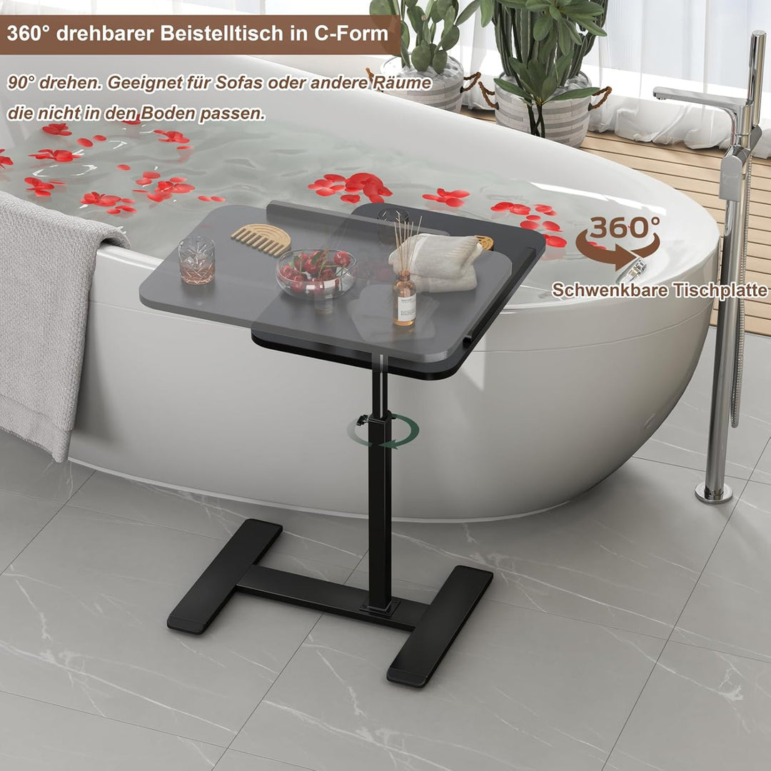 Beistelltisch C Form Höhenverstellbar, 360°Drehbar Laptop Stand Sofa Beistelltisch, Mobiler Couchtis
