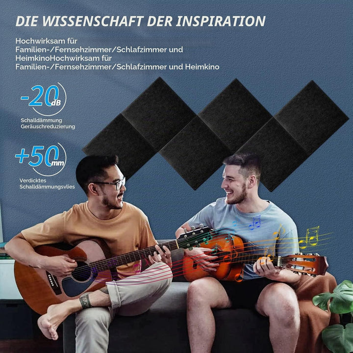 Quadratische Akustikplatten selbstklebend 12 Stück I Schallabsorber Schallschutz mit hoher Dichte fü
