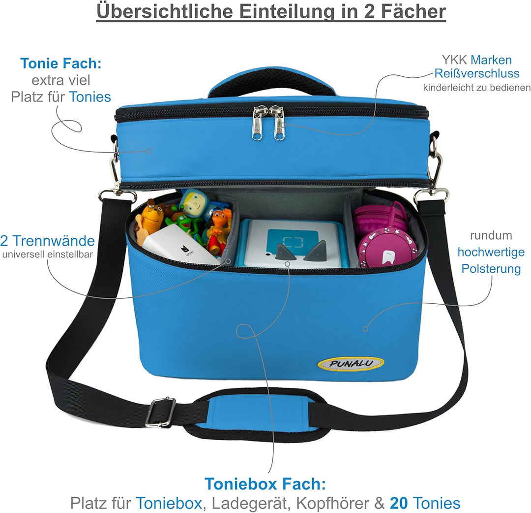 Toniebox Tasche XL kompatibel mit Toniebox 1 & 2 – Platz für bis zu 68 Hörfiguren, Kopfhörer & Lades