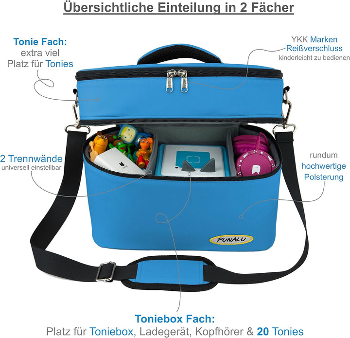 Toniebox Tasche XL kompatibel mit Toniebox 1 & 2 – Platz für bis zu 68 Hörfiguren, Kopfhörer & Lades