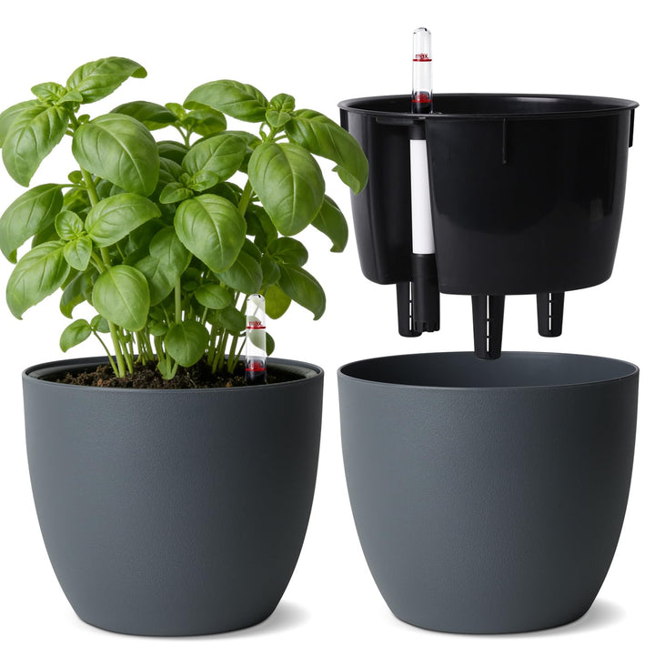 T4U 2Pcs 17,5cm Selbstbewässerungstopf mit Wasseranzeiger, Praktischer Blumentopf für vielbeschäftig
