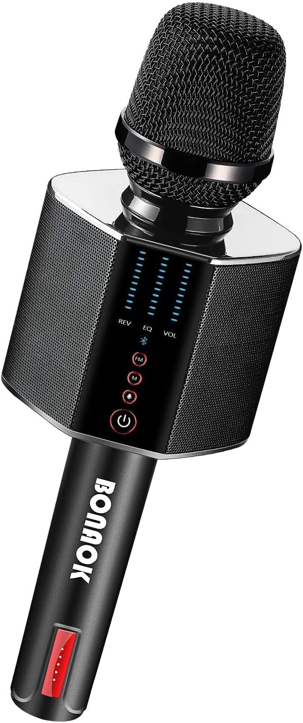 BONAOK Karaoke Mikrofon,Tragbares Kabelloses Bluetooth Karaoke Mikrofon System für Partys im Auto zu