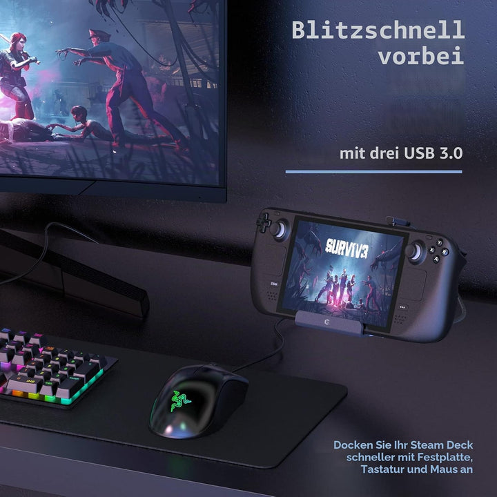 6 in 1 Steam Deck Docking Station, AYCLIF Steam Deck Dock mit 3*USB 3.0, 1 Gbps Ethernet, HDMI 4K@60