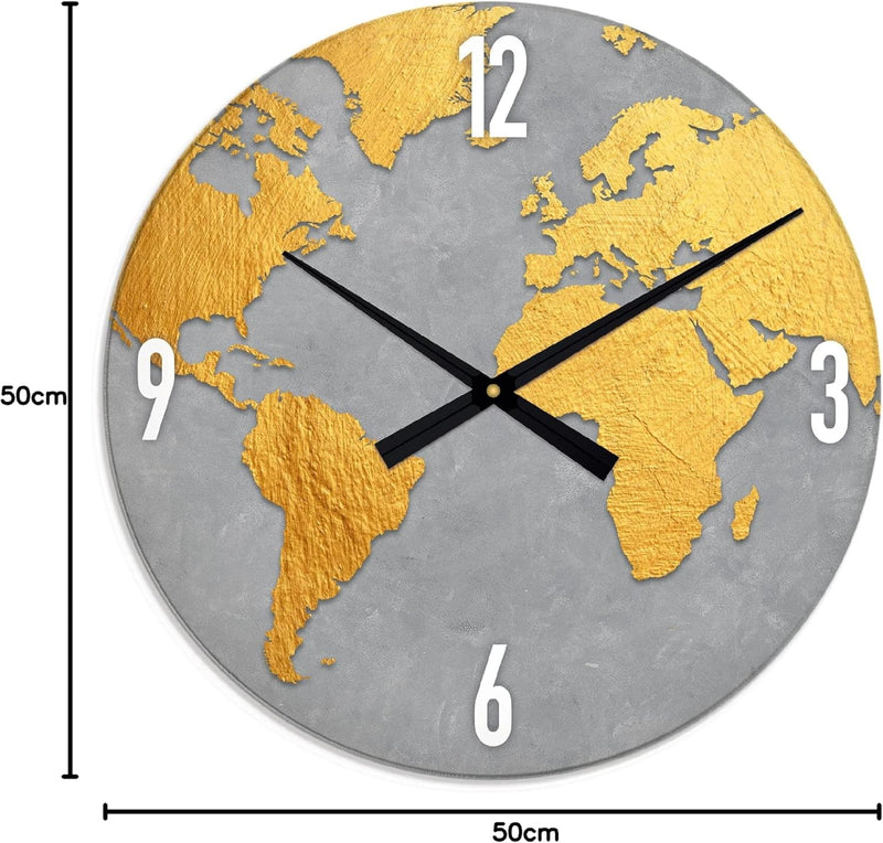 ARTLAND Wanduhr ohne Tickgeräusche aus Glas Quarzuhr Ø 50 cm Rund Lautlos gross XXL Landschaften Lan