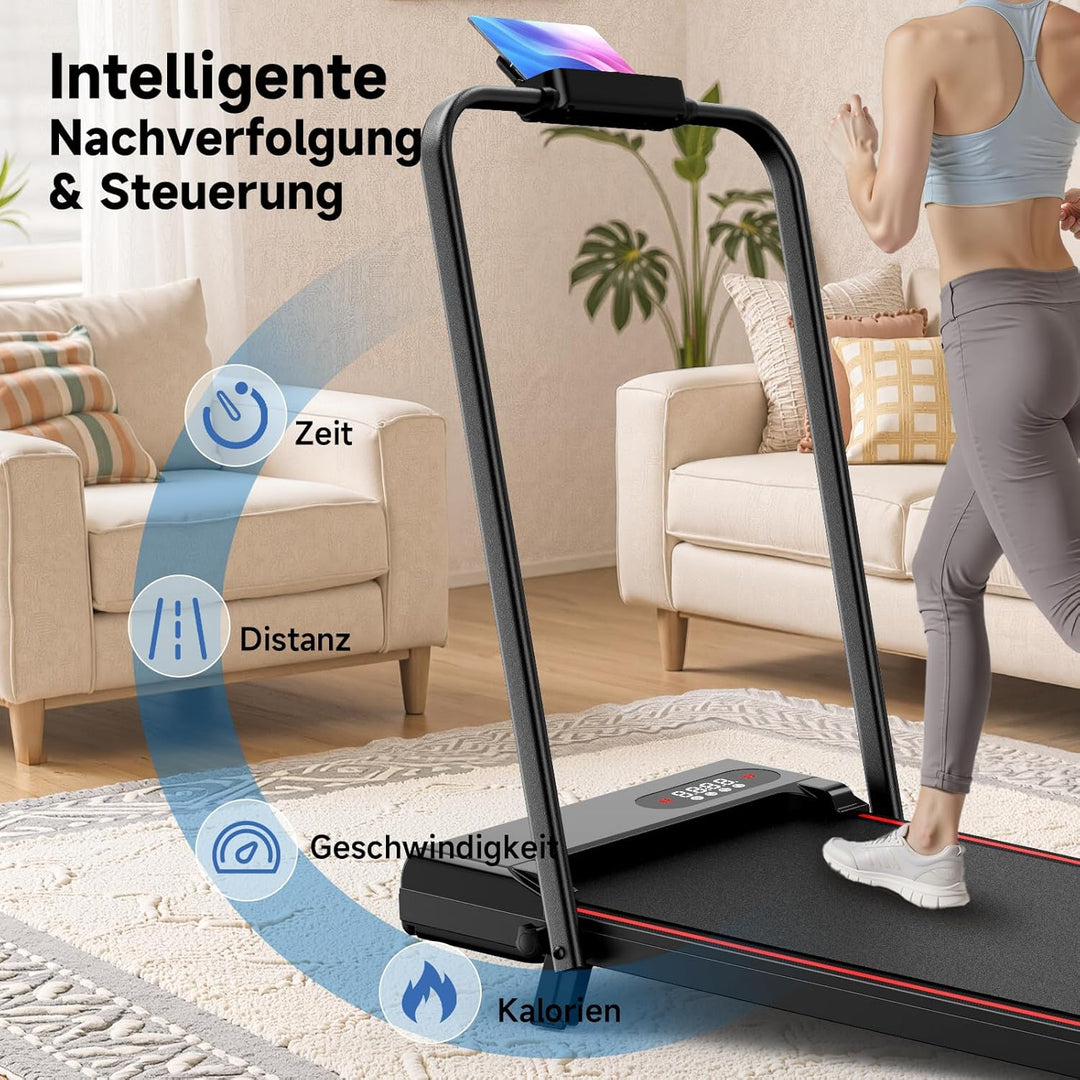 HomeFitnessCode Laufband Klappbar mit Neigung - Walking Pad für Zuhause Klein Laufpad mit Steigung W
