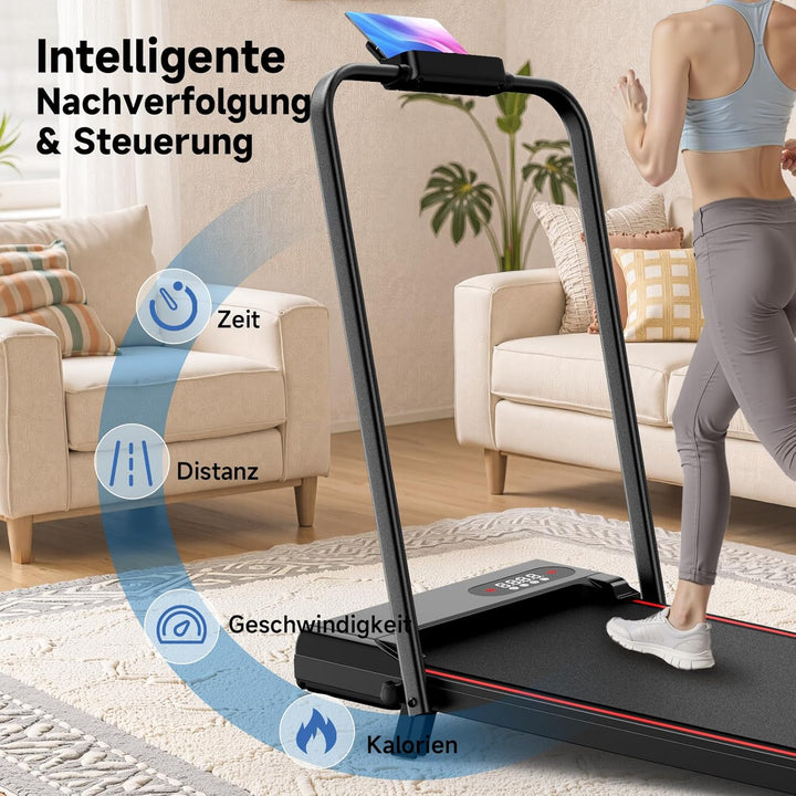 HomeFitnessCode Laufband Klappbar mit Neigung - Walking Pad für Zuhause Klein Laufpad mit Steigung W