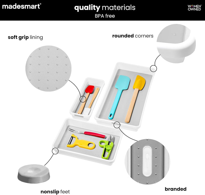 madesmart Tablett, 3er-Set, weiss, Premiumweiss, Premiumweiss