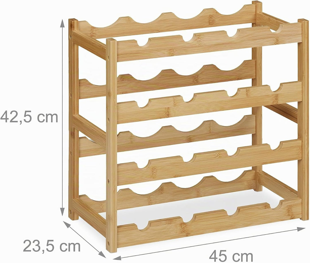 Relaxdays Weinregal, 16 Weinflaschen, HBT: 42,5 x 45 x 23,5 cm, Flaschenregal, Aufbewahrung von Getr