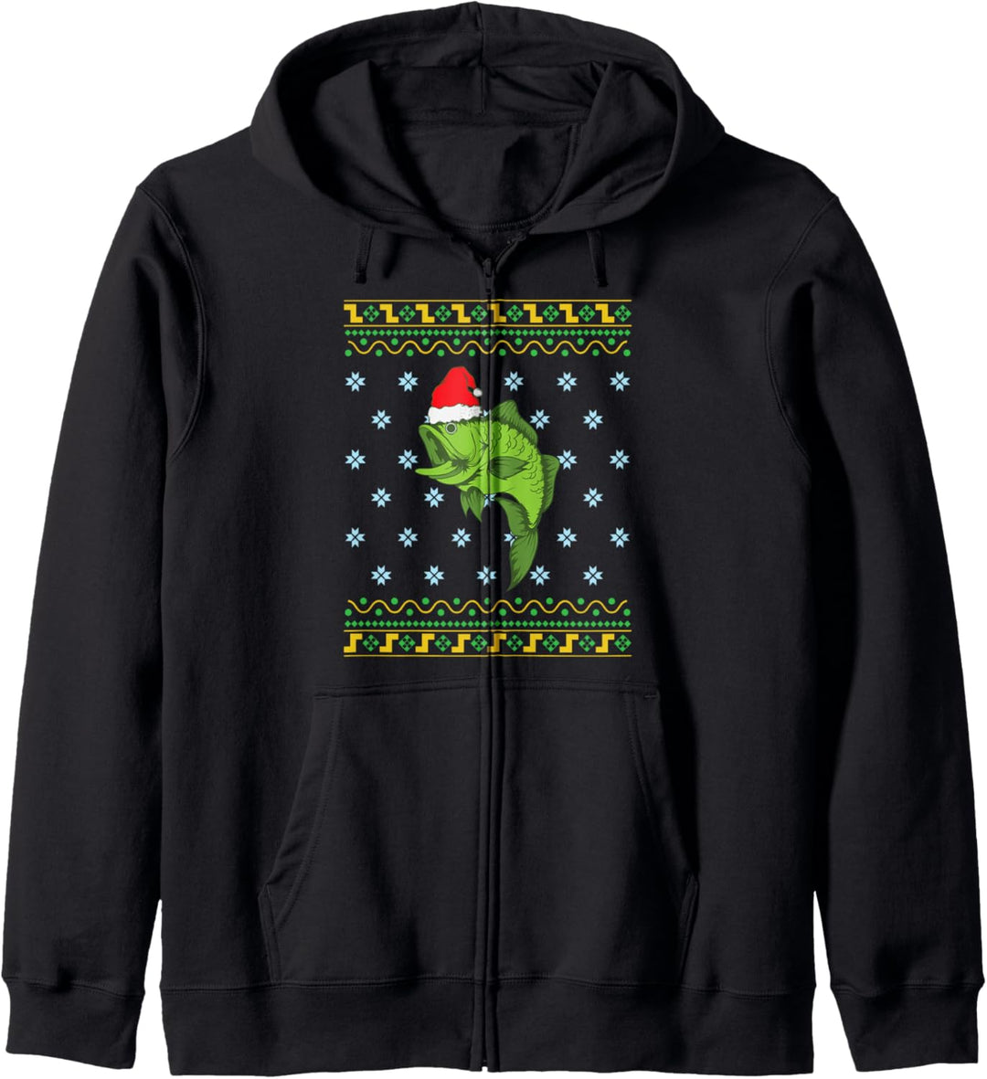 Barsch mit Weihnachtskappe Xmas Fishing Kapuzenjacke
