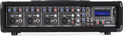 Pronomic PM42U MKII MP3 4-Kanal Powermischer - Mischpult mit Verstärker und integriertem USB/SD MP3-