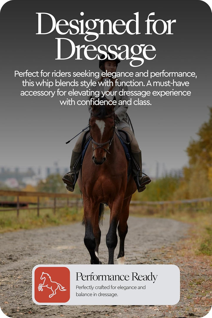 Horze Lightweight Dressage Whip with Bling and Leather Grip Handle Marron(BR) 120, Marron(BR) 120