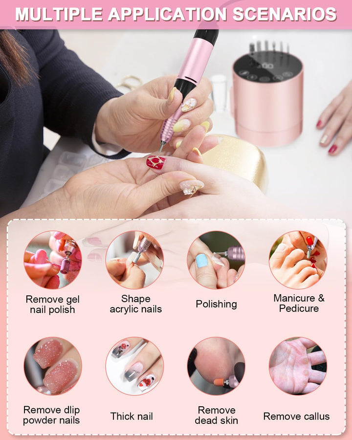 Professionelle Nagelschleifer 35000 U/min Nagelschleifer mit LCD Display und 6 Schleifbits für Pedik