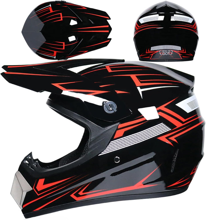 Downhill Motorradhelm Kinder, Helm Set Herren ATV Motorradhelm D.O.T Zertifizierter Helm Mit Brille