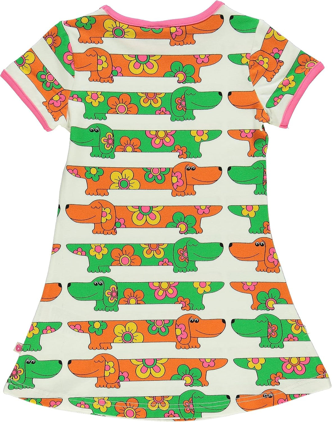 Småfolk Mädchen Short-Sleeved with Dogs Dress 9-10 Jahre Cream, 9-10 Jahre Cream