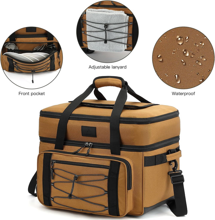Grosse Kühltasche mit Rollen 50L/ 80 Cans Kühler mit Rädern und Griff Isolierter Kühltrolley Thermot