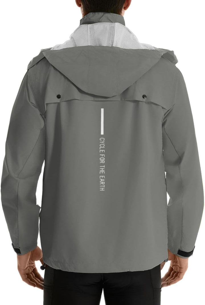 Lo.gas Herren Regenjacke wasserdicht mit Kapuze,Regenmantel für Radfahren Laufen Windbreaker Allwett