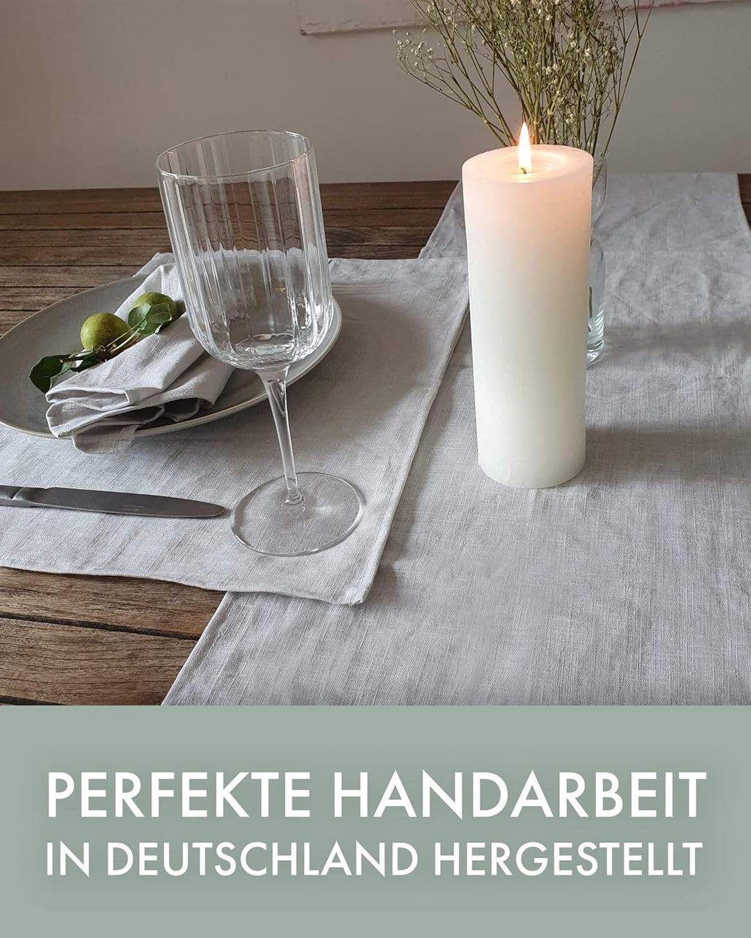 Farnberg Premium Tischläufer aus Leinen - Moderne Tischdeko für Küchentisch, Esstisch - Tischband -