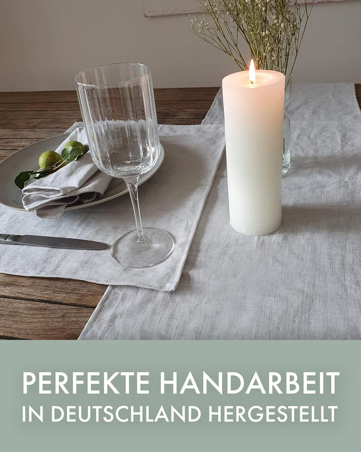 Farnberg Premium Tischläufer aus Leinen - Moderne Tischdeko für Küchentisch, Esstisch - Tischband -