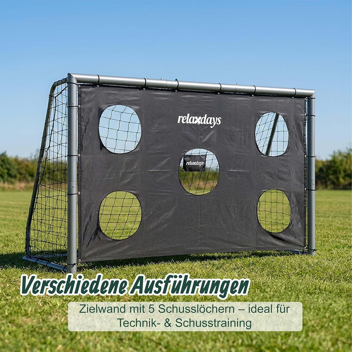 Relaxdays Fussballtor, ohne oder mit Torwand, PE-Netz &amp; Stahl, mit Erdhaken, Garten, grosses Spielto