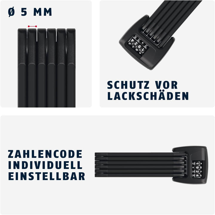 ABUS Faltschloss Bordo 6000C LED mit SH Schlosshalterung - faltbares Fahrradschloss mit beleuchtetem
