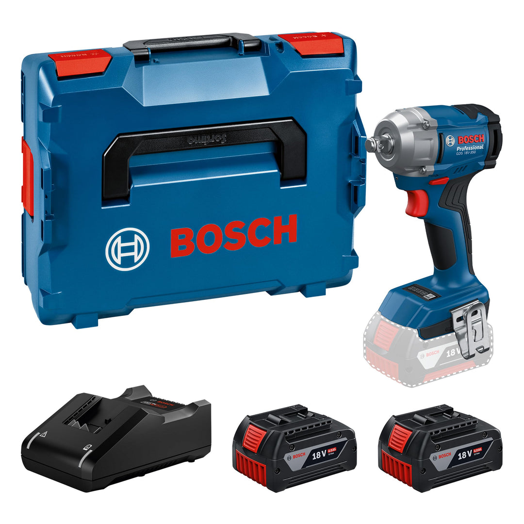 Bosch Professional 18V System Akku-Drehschlagschrauber GDS 18V-350 (Set mit 2x 4.0 Ah Akku + GAL 184