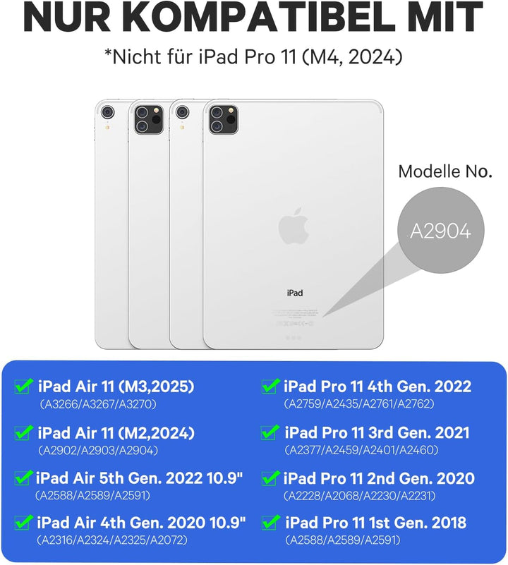 Earto iPad Air 5 Hülle mit Tastatur, Magic Style Keyboard iPad Pro 11 (4/3/2/1Gen), Freischwebende D